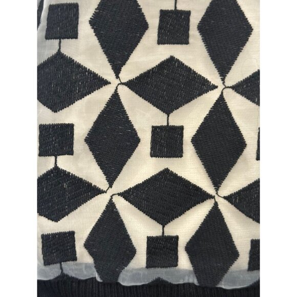 Anne Fontaine Sovanna Sweater Size 40/6-8 Black Thin Knit Sheer Geometric Cotton - Picture 3 of 10